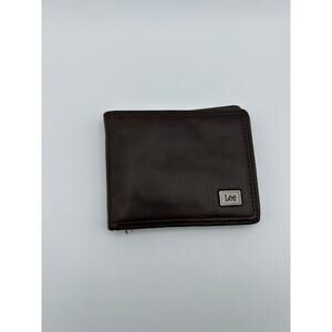 Lee Brown Bifold Wallet Mens Faux Leather Slim Classic ID Card Holder